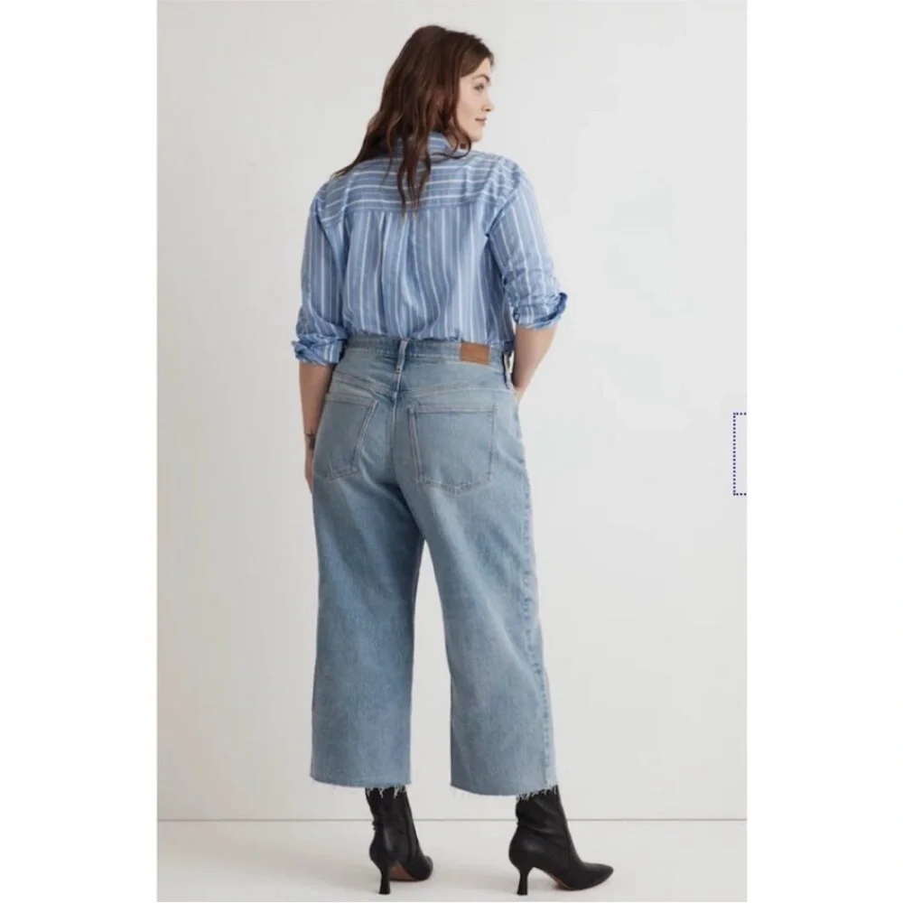 Madewell $128 The Plus Pefect Wide Leg Crop Jean Altoona Wash Size 16W - Picture 2 of 8